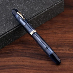 New MAJOHN C4 Eyedropper Fountain Pen Blue Acrylic Big Size Writing Pen EF/F Nib - Picture 1 of 5