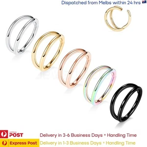 2PCS Piercing Clicker Sleeper Hinged Rings Hoops Surgical Steel Body Jewellery - Picture 1 of 16