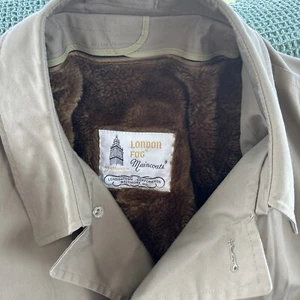 Vintage 70’s Mens London Fog Trench Coat Tan Removable Faux Fur Lining 46 Reg - Picture 1 of 9