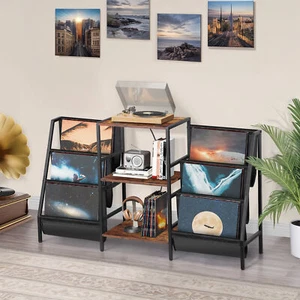 Vinyl Record Stand Stylish Record Player Holder & LP Storage Display Living Room - Picture 1 of 20