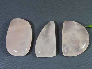 Lote de 3 piezas de piedras preciosas sueltas cabujón de cristal de lujo de cuarzo rosa de 203 quilates 38-41 mm T999 - Imagen 1 de 9