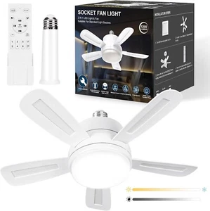 Kleiner 40cm Deckenventilator - LED Licht & Fernbedienung - 1200LM 6 Geschwindigkeiten 3000K-6000K - Weiß - Bild 1 von 9