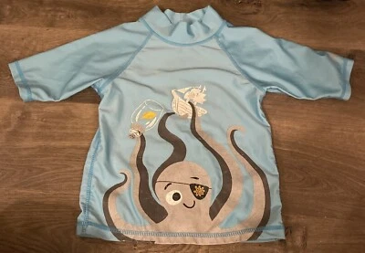 Uv Skinz Boys Swim Shirt UPF 50+ Sun Protection Octopus Ship Bot Lt Green Size 6 - Image 1 of 4