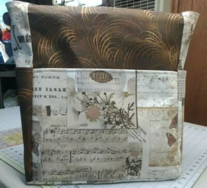 Music Notes Flowers Sheet Music Postcard Large Purse/Project Bag Handmade 14x16 - Picture 1 of 8