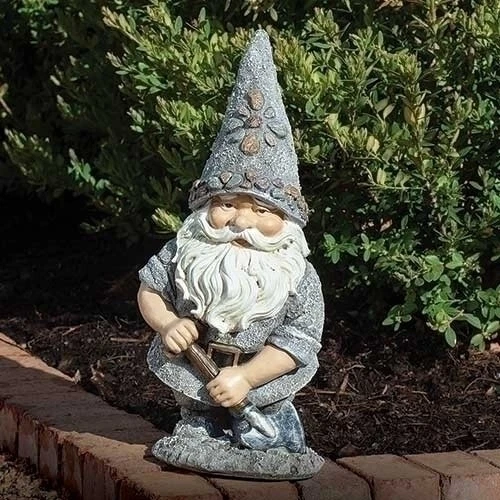 Roman 13.25" Gnome with Shovel Pebble Outdoor Patio Garden Statue New! - Image 1 of 1