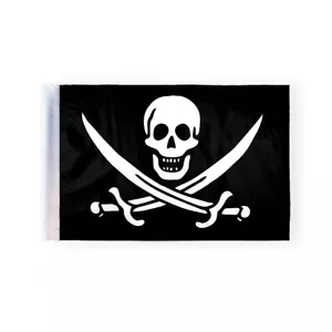 Bandiera moto pirata 6""x9"" Calico Jack Rackham per palo di montaggio 3/8 su 2 lati - Foto 1 di 1