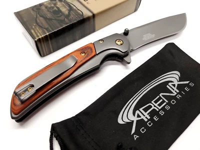 Navaja de Bolsillo Buckshot Punta para Llevar EDC Caballeros Madera Asistida por Resorte Aleta Foto 1 de 4