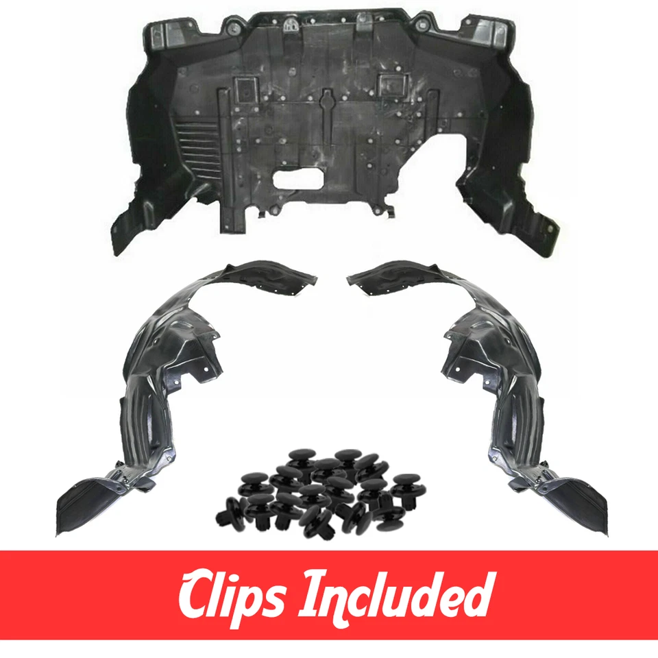 Fender Liner & Engine Under Cover Set w/ Clips For 2014-2016 Subaru Forester Foto 1 de 4