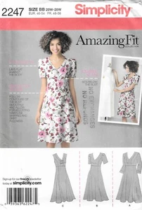 Simplicity 2247 Amazing Fit V-Neck Dress Sewing Pattern Size 20W to 28W Uncut - Bild 1 von 2