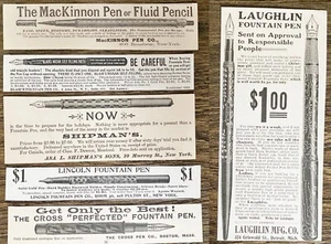 Lotto pubblicità stampa penna stilografica antica ~ MacKinnon, Blair, Shipman, Lincoln, Cross, Laughlin - Foto 1 di 5