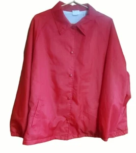 Vintage Nylon Windbreaker Jacket Adult Red Track Coat size 3XL - Picture 1 of 7