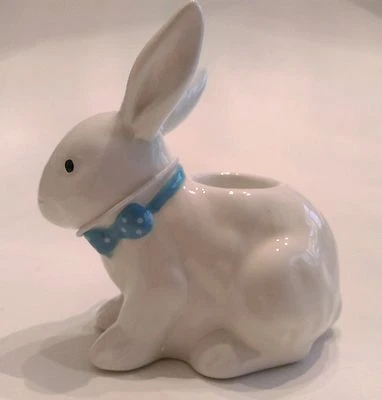 Yankee Candle ceramic White Bunny rabbit Easter tapered candle holder #1310719 - Image 1 of 4