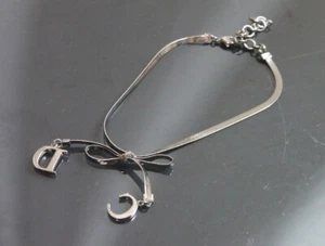 Authentic Christian Dior Ankle bracelet ribbon Metallic #1694 - Picture 1 of 6