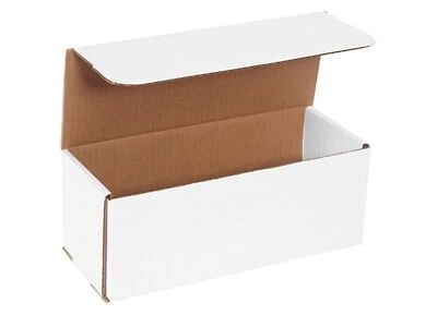 Pick Quantity! 50-300 Folding Shipping Box 10x4x4 White Strong Corrugated Mailer - Image 1 of 4