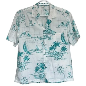 Royal Creations Hawaii Map Print Button-Up Shirt Vintage Hawaiian Mens Size XL - Picture 1 of 10