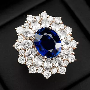 Fabulous Royal Blue Sapphire 3.10Ct 925 Sterling Silver Handmade Rings Size 7.25 - Picture 1 of 8