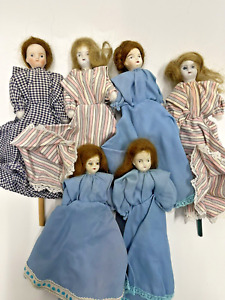Rare Bundle - Miniature Antique Bisque Dolls On Sticks - German ??
