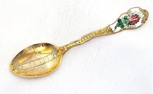 Burlington Vermont Golf Club Sterling Silver Souvenir Spoon VT Wanbanakee Enamel - Picture 1 of 6