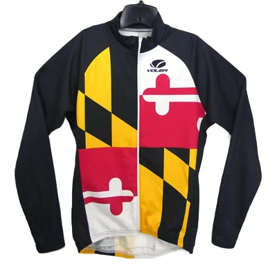 NEW Voler Men's Large Race Cut Maryland Flag Graphic Full Zip LS Cycling Jersey - Image 1 of 4