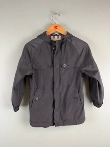 Burberry Grey Children Button Full Zip Rain Jacket Windbreaker Hooded Sz 8Y - Picture 1 of 10
