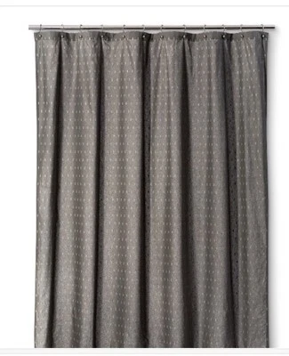 Threshold Radiant Gray Geomet Fabric Shower Curtain NWOT - Image 1 of 2