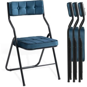 Padded Folding Chairs 4 Pack Foldable Dining Chairs with Cushion Portable Party - Picture 1 of 7