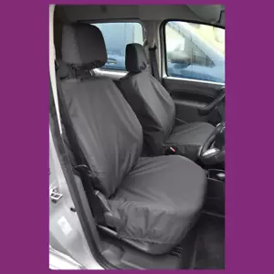 Black Waterproof Front (NoFold) Seat Covers for Renault Kangoo ZE e-Tech 2011-21 - Picture 1 of 2
