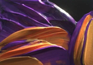 GOLDEN PURPLE OCEAN AT NIGHT Metallic ACEO Painting 2.5"x3.5" Art Julia Garcia - Picture 1 of 2