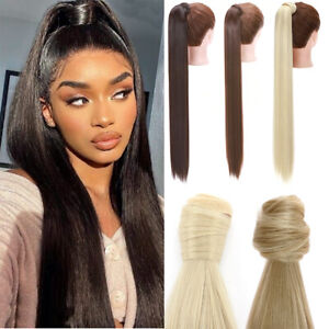100% Real Thick Pony Tail Clip In As Human Hair Extensions Wrap On Ponytail Hair