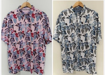 Walter Hagen Polo Floral All Over Print Bird Blue jay Shirt Size XL Lot Of 2 - Image 1 of 4