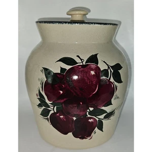 Home & Garden Party Apple Canister Jar 7" Hand Made USA Stoneware Kitchen 2000 - Picture 1 of 7
