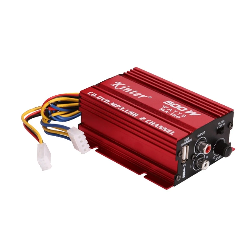  Amplificador Audio Coche, Cable 12V, 2 Canales, Amplificador Estéreo, Subwoofer,8714 Foto 1 de 4