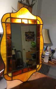 Pretty Stained Glass Mirror Hanging - Picture 1 of 11