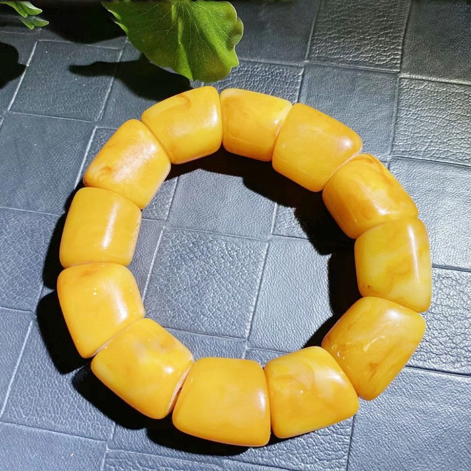 老蜂蜡琥珀桶珠手链鸡黄色算盘珠男女通用1件 — 第 1/4 张图片