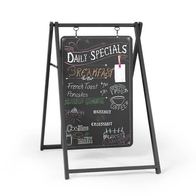 Modern Metal Double Sided Swinging Chalkboard Sidewalk Sign - Magnetic A Frame - Image 1 of 4