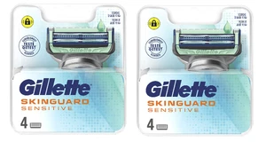 Pack 8 Lames GILLETTE SKINGUARD Sensitive Recharges Rasoir SENSIBLE + ALOE VERA - Picture 1 of 5