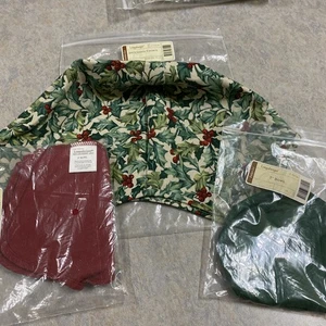 Longaberger Bowl Basket Liners 7" 9" 11" Ivy Paprika and American Holly - Picture 1 of 5