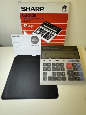 Sharp Compet QS-2130 12 Digit Calculator Tested Works Complete In Box EUC - Image 1 of 4