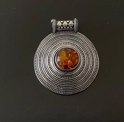 Colgante ámbar báltico chapado en plata de ley 925 - Nuevo Foto 1 de 3