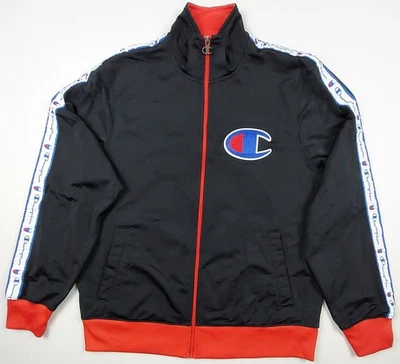 Chaqueta Champion Cremallera Completa Para Hombre Talla Grande Negra Roja Grande Logo Cremallera Completa Foto 1 de 4