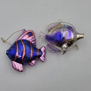Mundgeblasene Kunst Glas Fisch Ornament 2 Stück - Bild 1 von 4