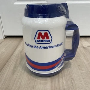 Taza termo plástico té café café café 2 caras logotipo de Marathon Oil Gas Company *ENORME - Imagen 1 de 6