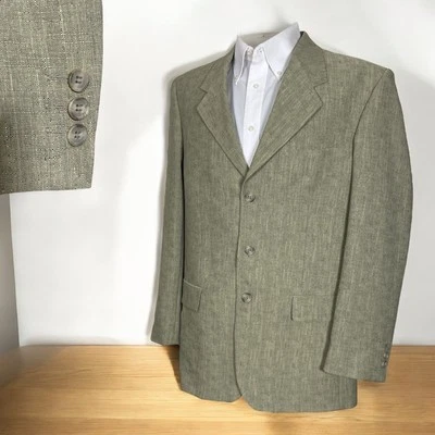 Abrigo Deportivo Hombre 40L Verde Claro Texturizado Poliéster Tres Botones Foto 1 de 4