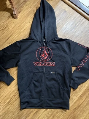 Sudadera con Capucha Volcom Stone Para Hombre Pequeña Cremallera Completa Negra Patinador Piedra Logo Foto 1 de 4