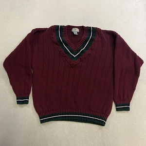 Maglione vintage American Weekend uomo grande maglia cavo scollo a V pullover pesante - Foto 1 di 5