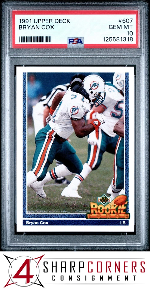 1991 UPPER DECK #607 BRYAN COX RC DOLPHINS PSA 10 - Image 1 of 3