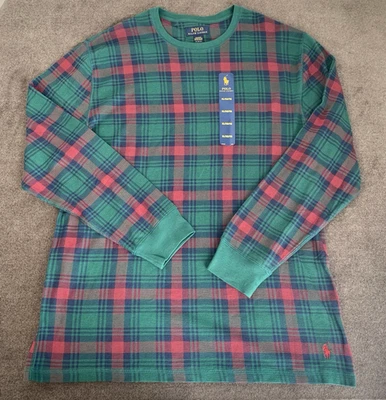 Polo Ralph Lauren Para Hombres XL Tejido Gofre Prendas para Dormir Camisa Térmica Roja Verde A Cuadros ND Foto 1 de 4