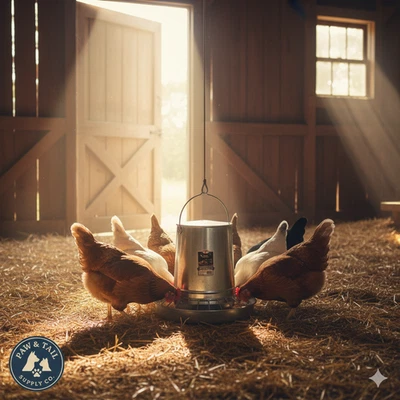 Alimentador colgante Little Giant 30 lb tubo y sartén alimentador de aves de corral de acero galvanizado Foto 1 de 4