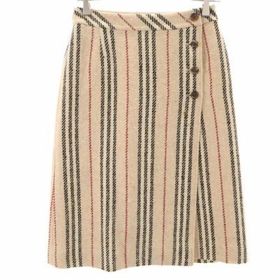 Falda envolvente de tweed Burberry London a rayas hasta la pantorrilla beige lana talla S usada Foto 1 de 4