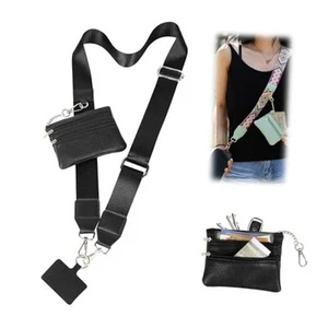 Crossbody Phone Strap With Zippered Pouch - Clip and Go Wallet, Adjustable - Picture 1 of 7